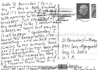 the back of the Postcard from England