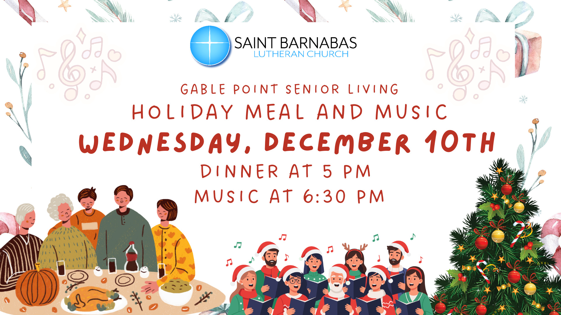 Holiday meal and caroling at Gable Point Graphic
