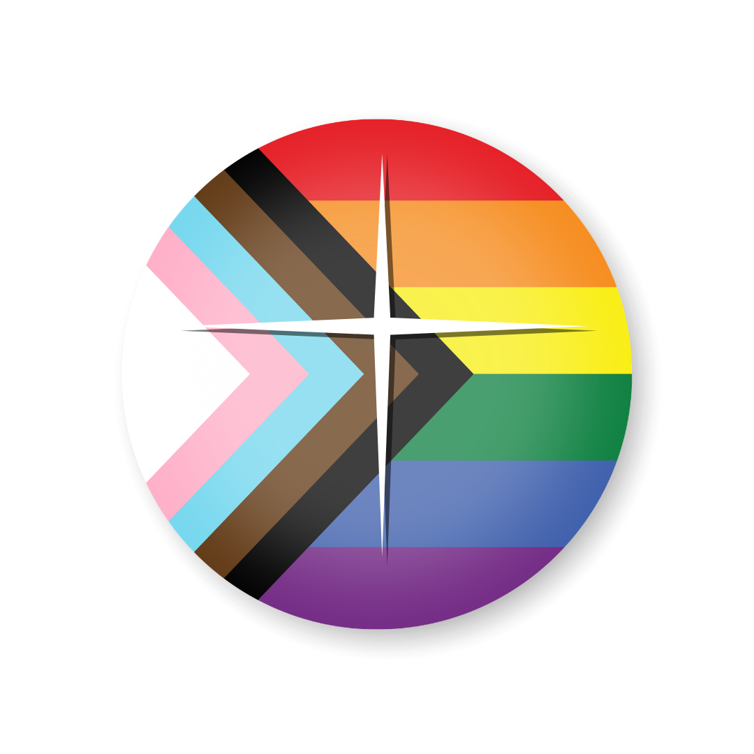 St. Barnabas Logo with Progressive Pride Flag Overlay