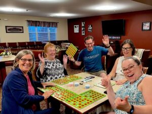 Caring team playing bingo